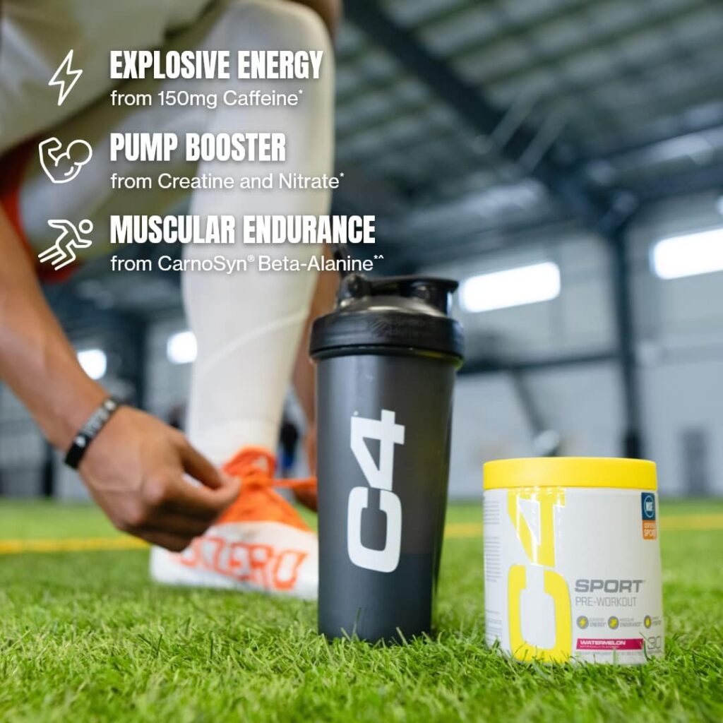 C4 Sport Pre Workout Powder Watermelon - NSF Certified for Sport + Preworkout Energy Supplement for Men  Women - 135mg Caffeine + Creatine Monohydrate - 30 Servings