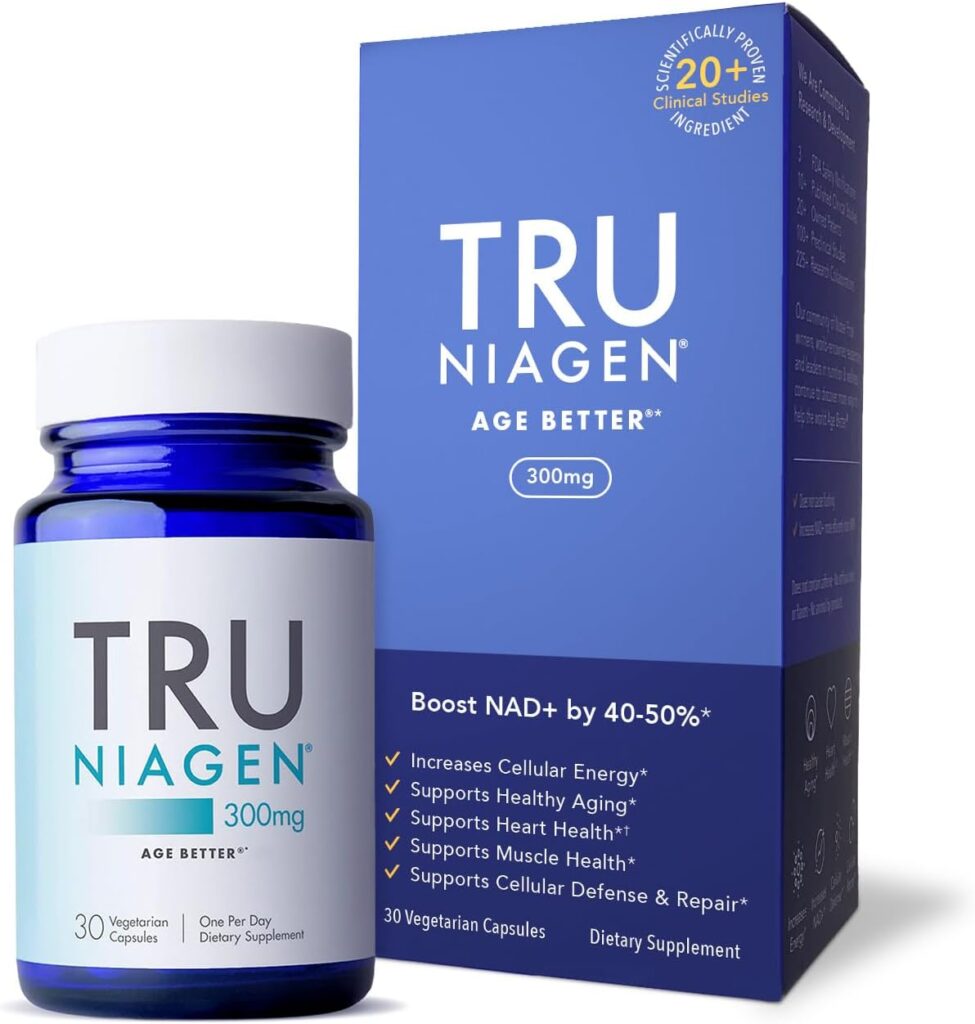 TRU NIAGEN - Patented Nicotinamide Riboside NAD+ Supplement. NR Supports Cellular Energy Metabolism  Repair, Vitality, Healthy Aging of Heart, Brain  Muscle - 30 Servings / 30 Capsules - Pack of 1